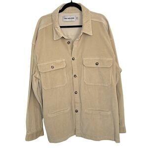 Tru Kolors Men's Tan Corduroy Button Down Collared Shirt Size XXL